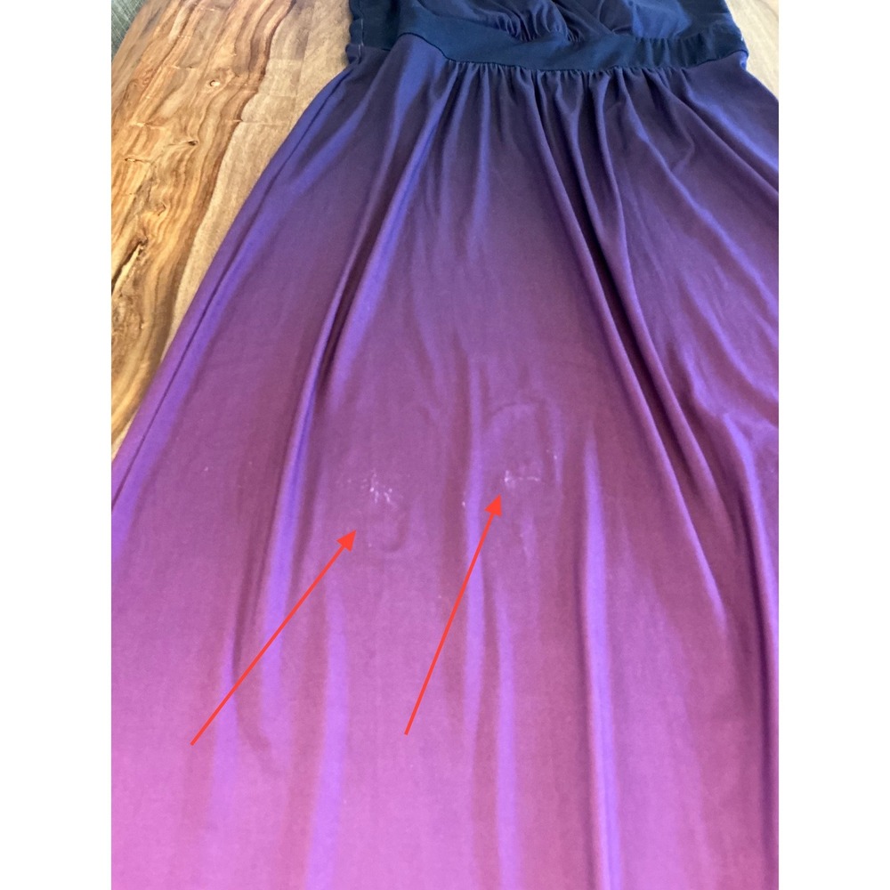 Soma Ombre Maxi Dress Womens Medium Navy Orchid Purple Lace Trim Sleeveless NEW - Picture 4 of 12